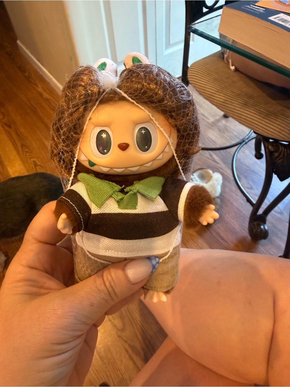 Popmart labubu costal vibes Cute Brown and Green Monster Plush Doll